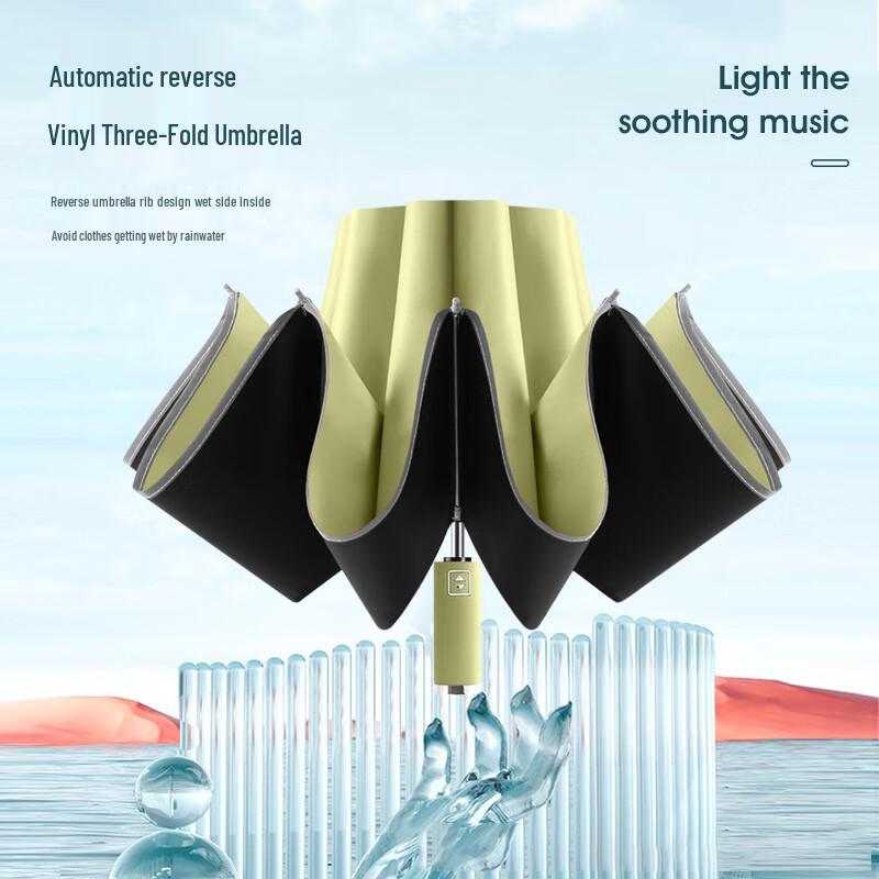 Automatic Reverse Folding Umbrella with Reflective Strip One Size