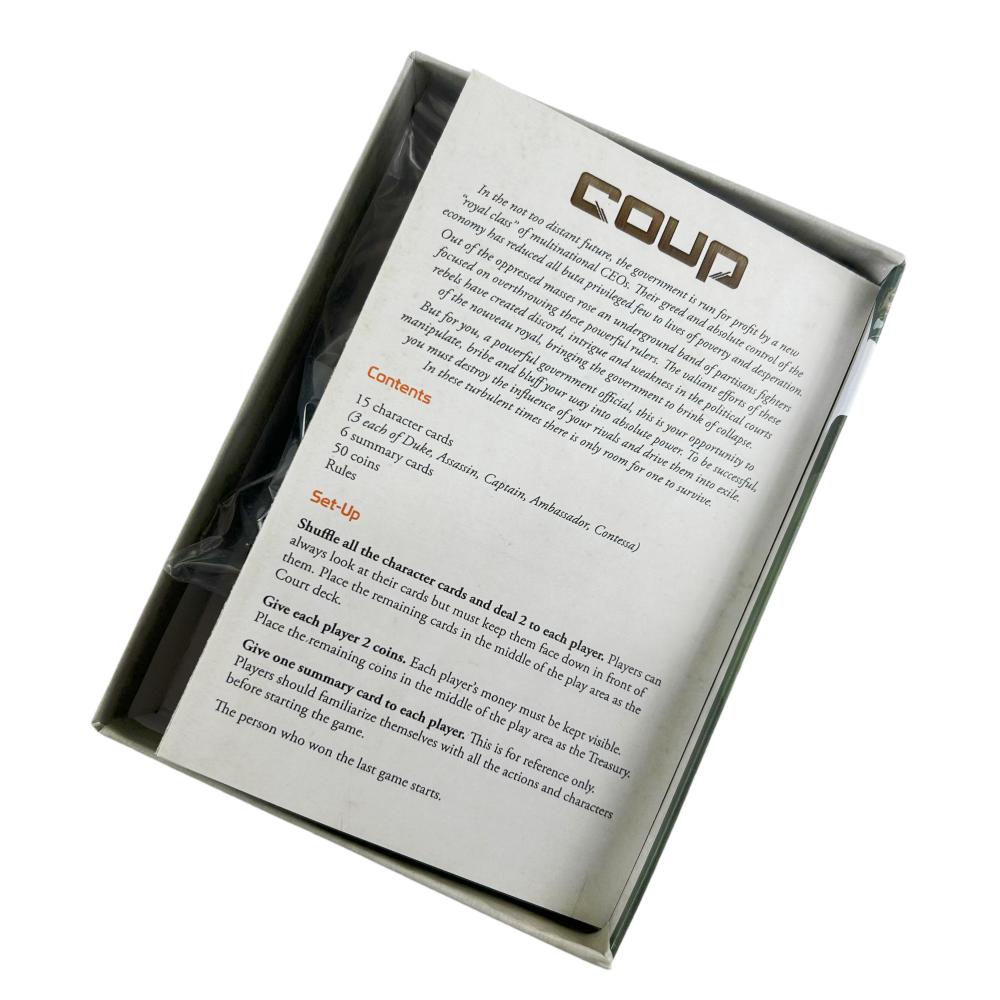 Indie Boards and Cards | Coup | Card Game | Ages 14+ | 2-6 Players | 15 Minute Playing Time