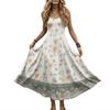 Women’s V Neck Sleeveless Maxi Dress with Adjustable Spaghetti Straps and Floral Print for Summer Beach Wear