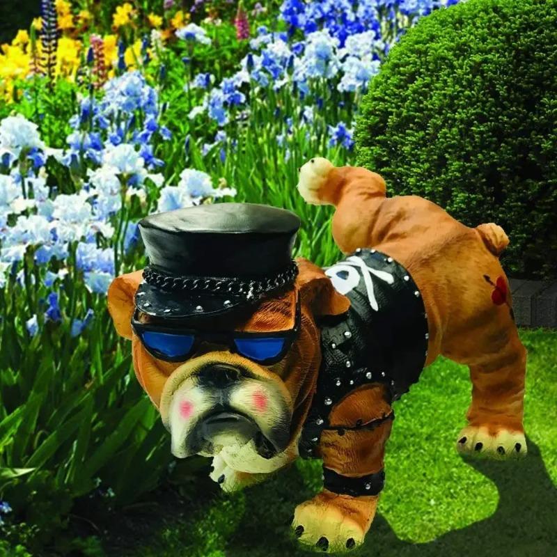 Dog Statue With Sunglasses Nordic Creative Funny Animals Gnome Garden Decoration Sculpture