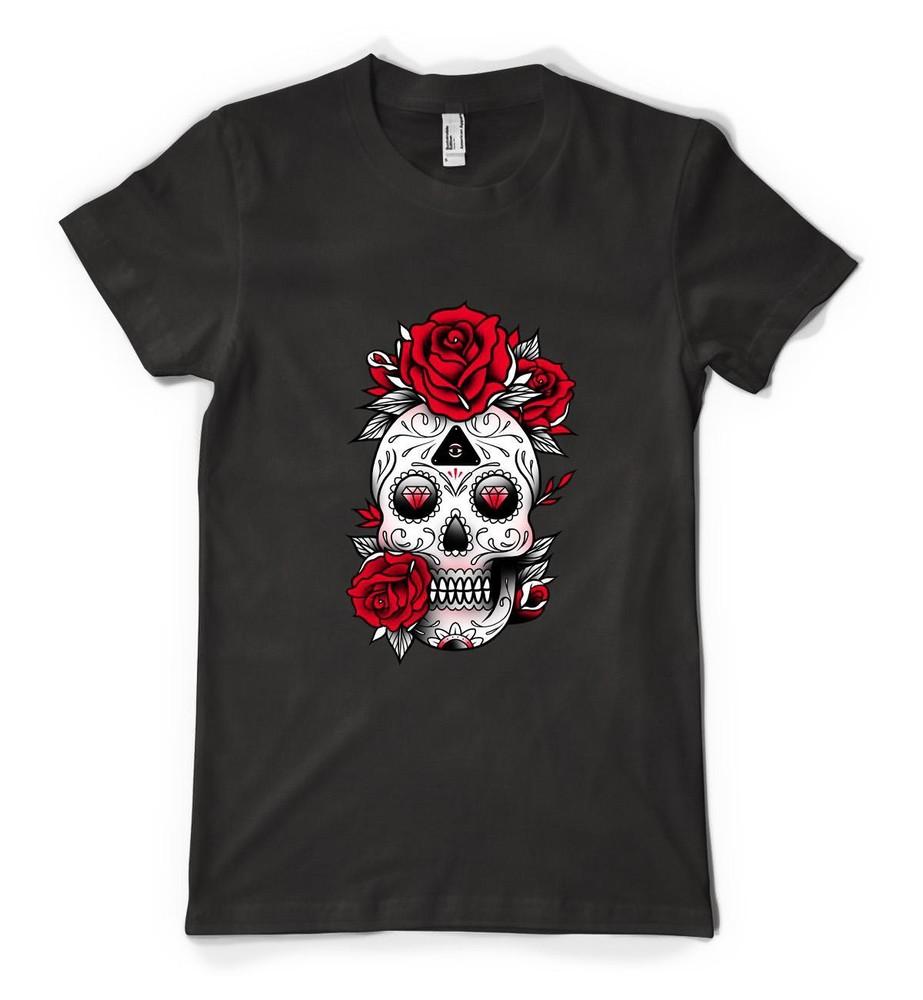 

Free Personalisation Sugar Skull Roses Diamond Tattoo Adult And Kids T-shirt 3XL