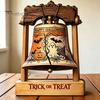 Housewarming Gift Ideas Vintage Halloween Wooden Bell Decor, Rustic Farmhouse Shelf Sitter with Artistic Photo Props Metal Wood Stand, Tabletop