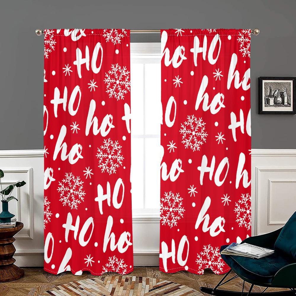 2 kusy, vánoční den vločka písmeno červené závěsy -30% zatemnění - vhodné do obývacího pokoje, ložnice, kuchyně, bytové dekorace