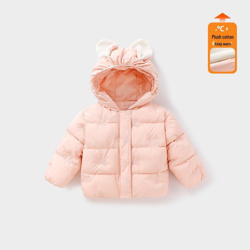 Stilvolle Kapuzen-Baumwolljacke für Mädchen – Warmer gefütterter Mantel für Kinder – Winter 2025