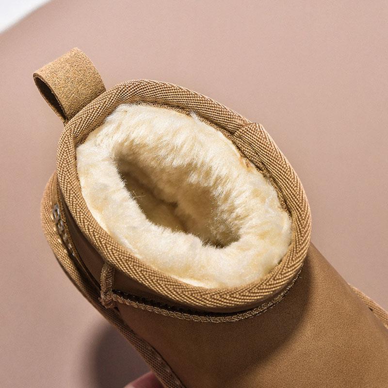 Winter Baby Snow Boots Leather Warm Plush Little Boys Shoes Non-slip Fashion Toddler Girls Boots