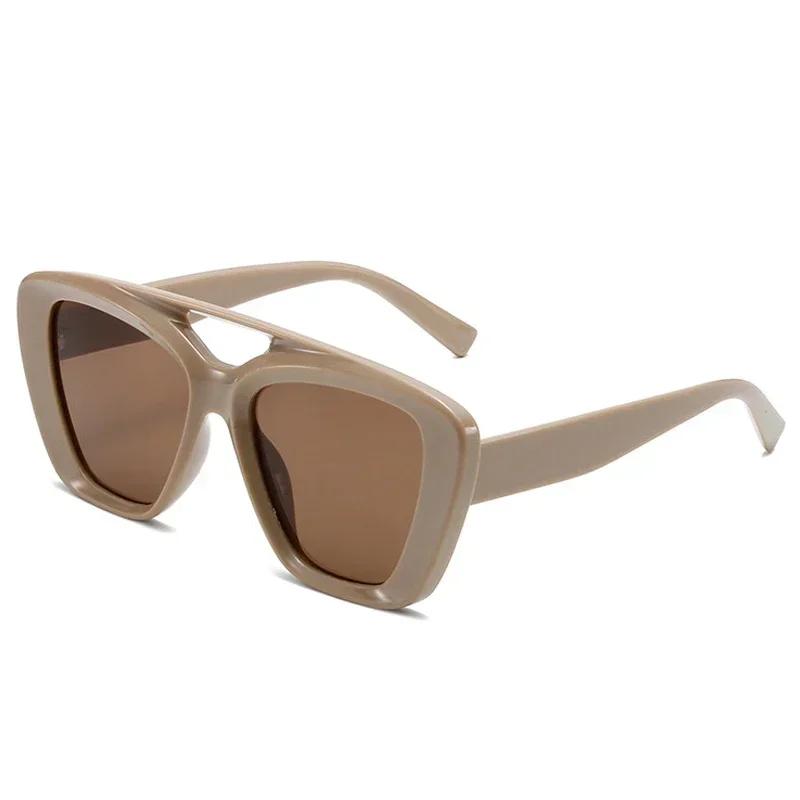 

Neutral Retro Double Bridge Cat Eye Sun Glasses Fashion Casual UV400 Glasses Men s Popular Matte Large Full Frame Sun Glasses As the picture