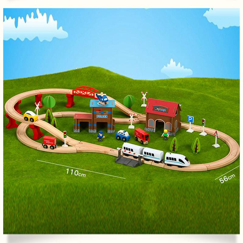 88pcs Combination Wooden Track Set Kids Educational Toys Transport Track Compatible with Wooden Track Electric Car Gift