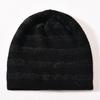 Solid color striped with bright silk stacking hat rabbit down cold hat warm wool hat knitted hat autumn and winter windproof ear protection hat