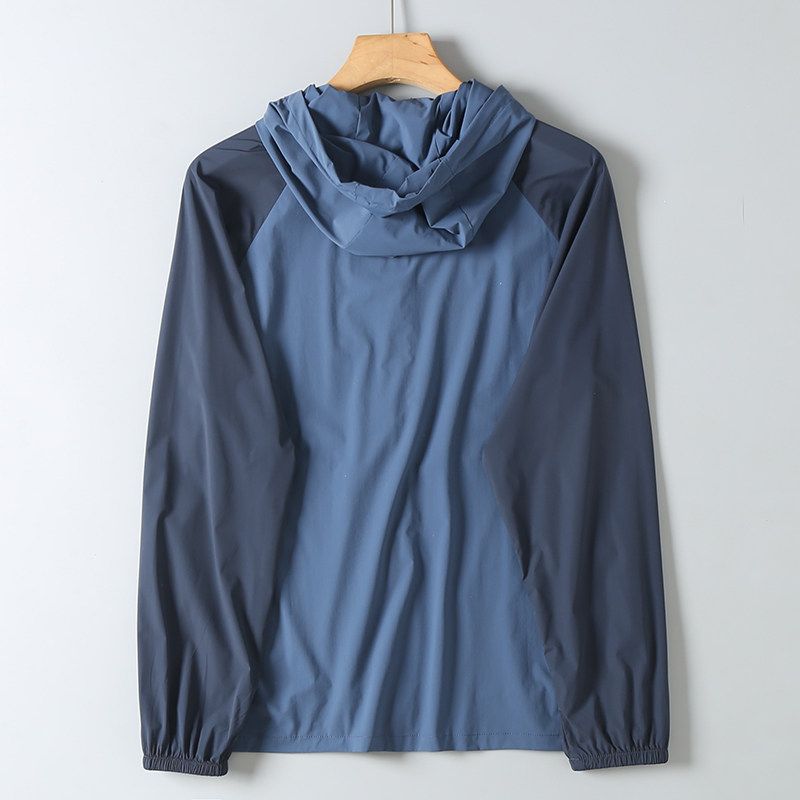 Export Surplus Outdoor Lightweight Breathable Summer Hooded Color-Block Ice Silk Sun Protection Skin Jacket