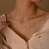 Titanium Steel Double-Layer Series Minimalist Wind Necklace Layered Clavicle Chain Star Zircon Stacked Wear Female Color Retention Plating 18K Gold