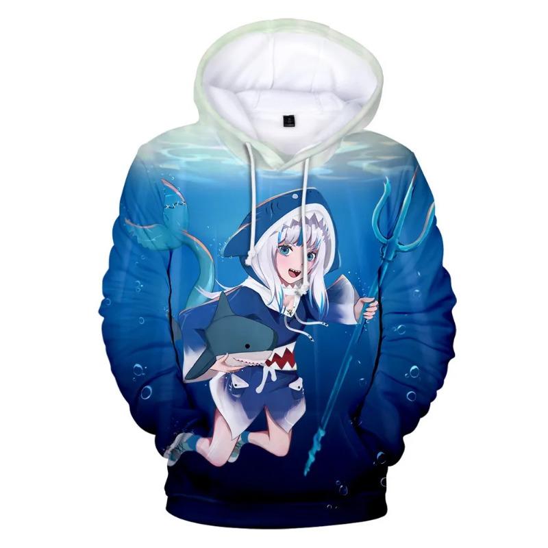 Hololive VTuber Kawaii Gawr Gura Cosplay 3d Print Hoodies & Sweatshirts Man Women Pullover Coat Y2k Top Oversized Men's Coat