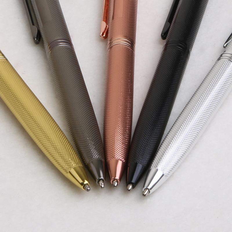 All-Black Engraved Office Metal Ballpoint Pen High-Quality Advertising Gift Pen Rotating Striped Kors Ballpoint Pen