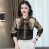Women's Printed Lapel Chiffon Shirt Elegant Commute Long Sleeve Straight Blouse Spring Fashion Top