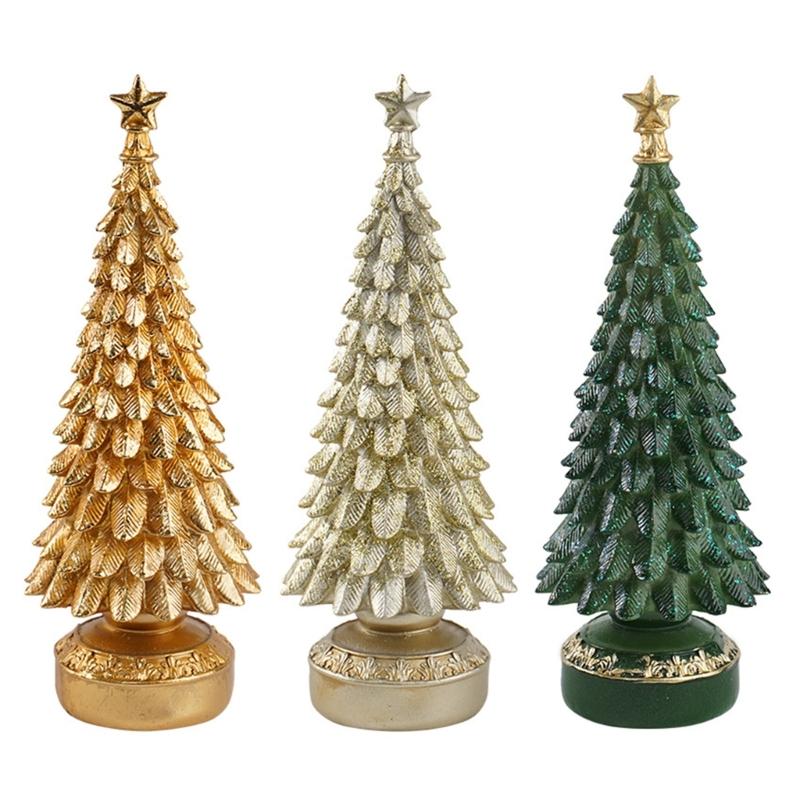 Miniature Christmas Tree Ornament Tiny Resin Holiday Tree Table Decoration For Mantels Dining Table Holiday Centerpieces