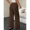YYFS Women's Fashion Casual Solid Color Print High Waist Trousers Pants & Capris