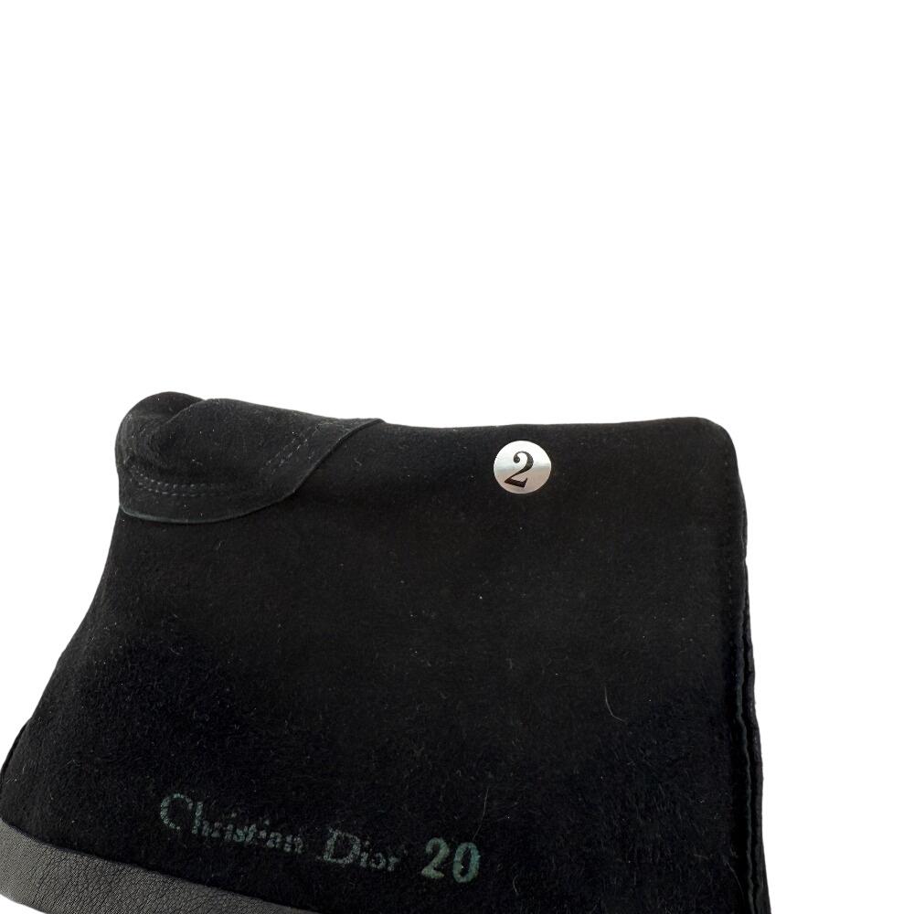 Dior suede Logo embossing leather gloves black leather Women Used