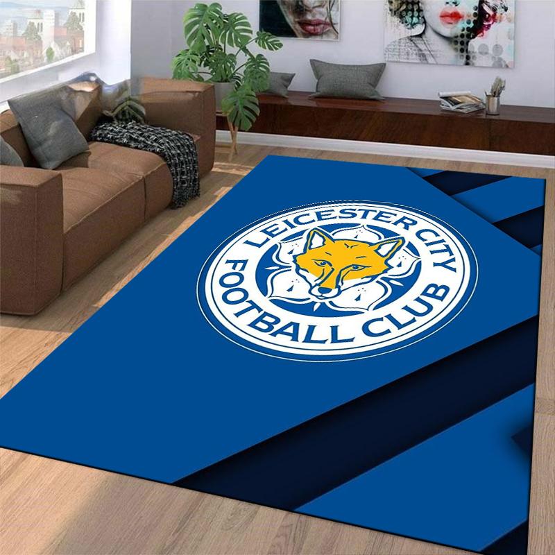Tappeto con Logo Volpe Leicester City - Blu Decorazione Camera da Letto Club di Calcio Adatto per l'uso come antiscivolo per soggiorno camera da letto divani