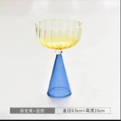 Small Ins Champagne Cup High Beauty Household Red Wine Cup Heat Resistant Vertical Textured Glass Mug Dessert Juice Goblet