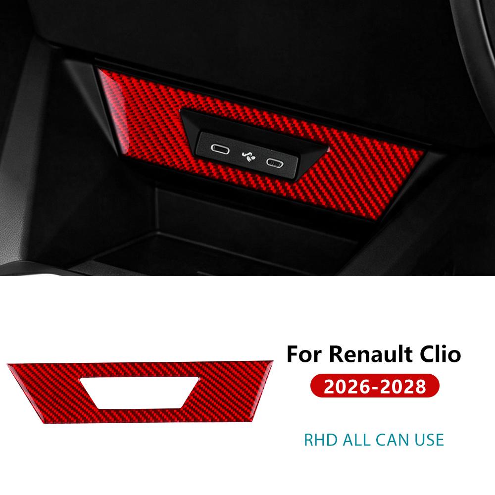 Sticker For Renault Clio VI 2026 2027 2028 Real Soft Carbon Fiber LHD RHD Car USB Socket Panel Interior Trim Accessories