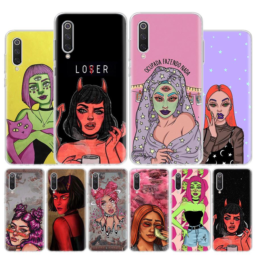 Devil Woman Sexy Girl Witch Cover Phone Case For Xiaomi Redmi Note 14 13 12 12S 11 Pro Plus 11S 10 10S 11T 11E Soft Transparent