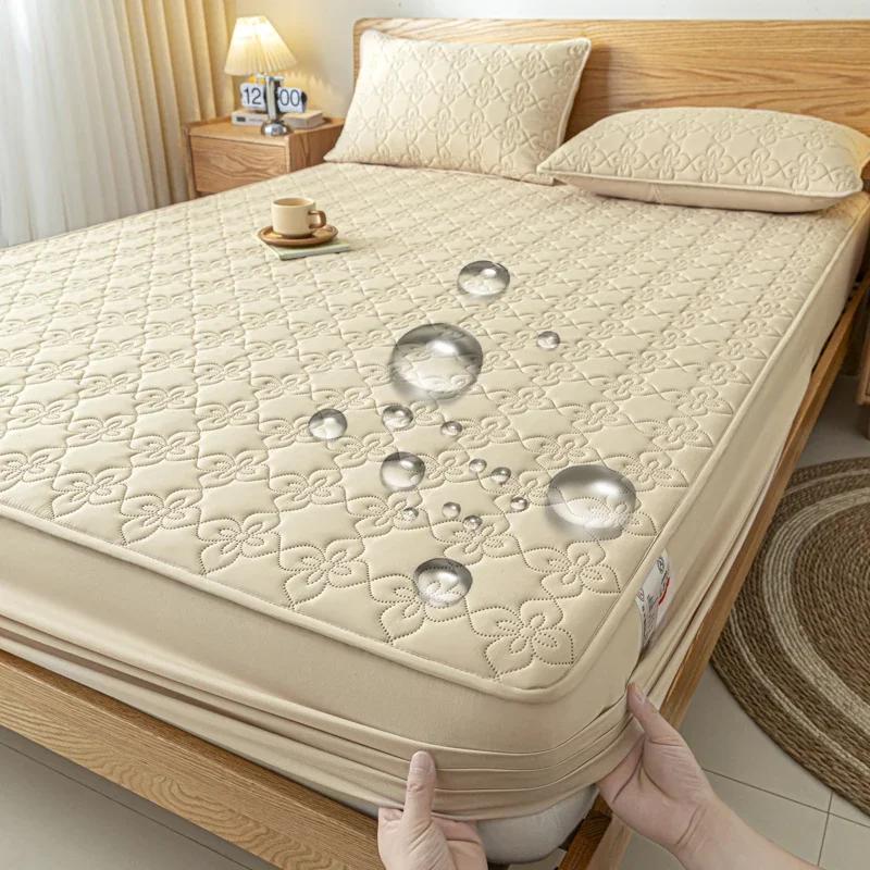 Waterproof Thicken Mattress Cover Soft Comfortable Breathable Bedding Mattress Bed Covers Fitted Machine Washable Home Decor