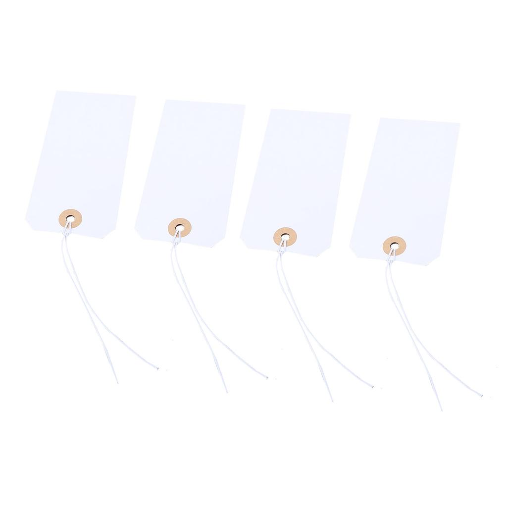 100pcs White Blank Tags with Elastic String Marking Hanging Tags Attached Reinforced Hole Writable Blank Price Tags for Nail Salon
