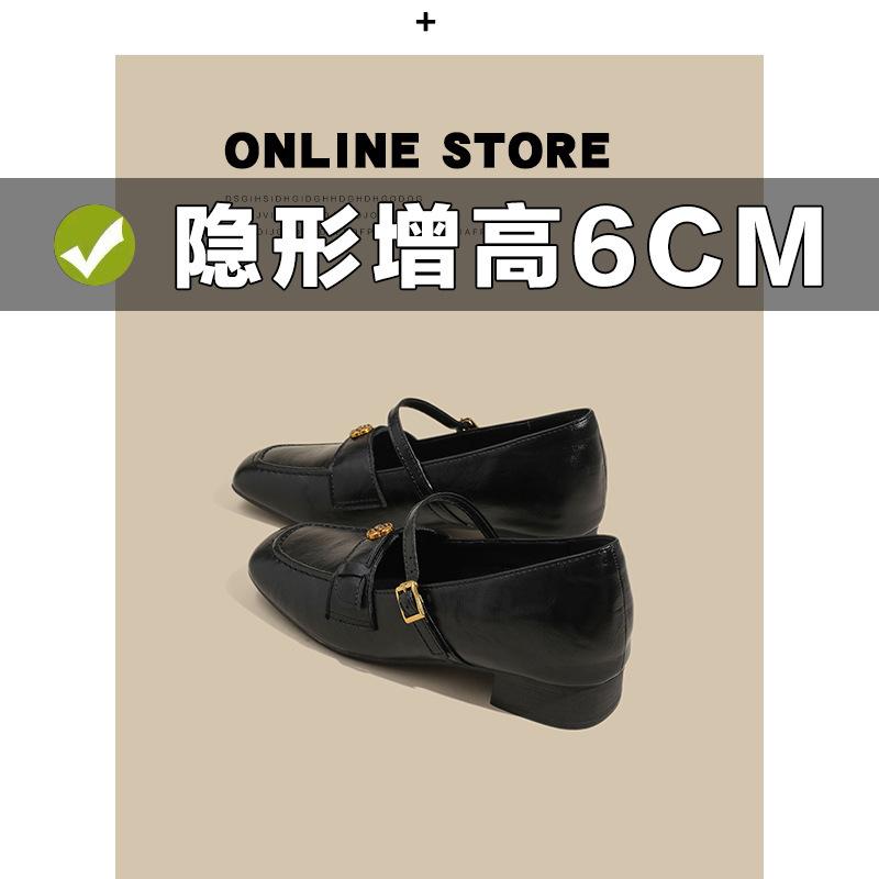 Retro enkeltsko dame tykk hæl ettords spennebelte innvendig høydeøkning Mary Jane sko dame pendling kamelia skinnsko dame