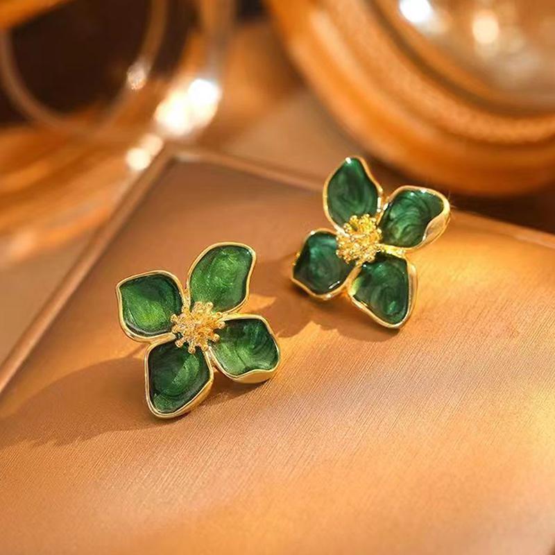 Roselle Dropped Glaze Flower Stud Earrings For Women Girl French Vintage  Wedding Romantic Jewelry Gifts