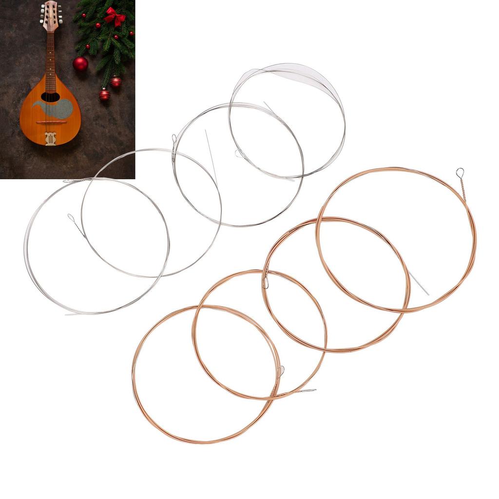8 Pcs Mandolin String Phosphor Bronze Stable Timbre 8 String Mandolin Strings for Replacement