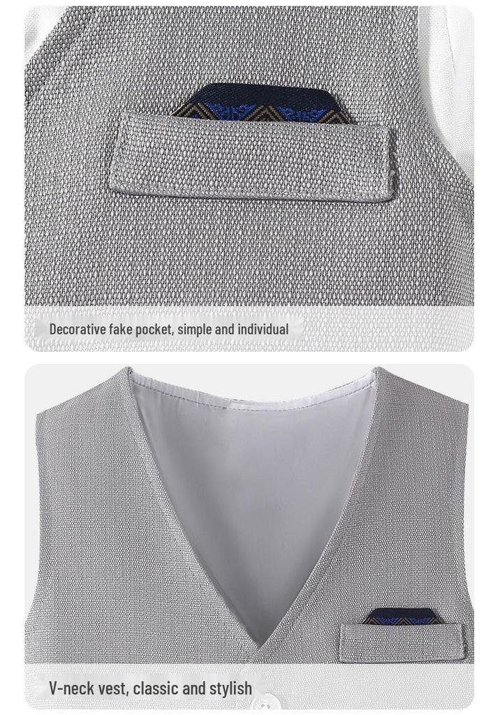 Boys' British Style Summer Formal Three-Piece Set: Short-Sleeve Vest, Shorts, and Bow Tie