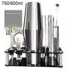 13-22 Pezzi 750ml 600ml Boston Cocktail Shaker Strumenti da Bar Set Mixer per Vino Kit Strumenti da Bartender per Cocktail con Supporto