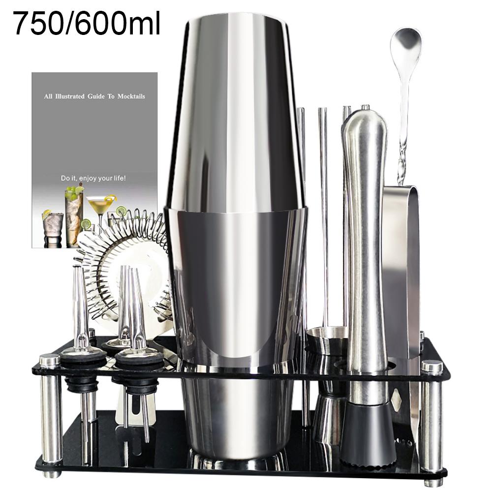 13-22 Pezzi 750ml 600ml Boston Cocktail Shaker Strumenti da Bar Set Mixer per Vino Kit Strumenti da Bartender per Cocktail con Supporto