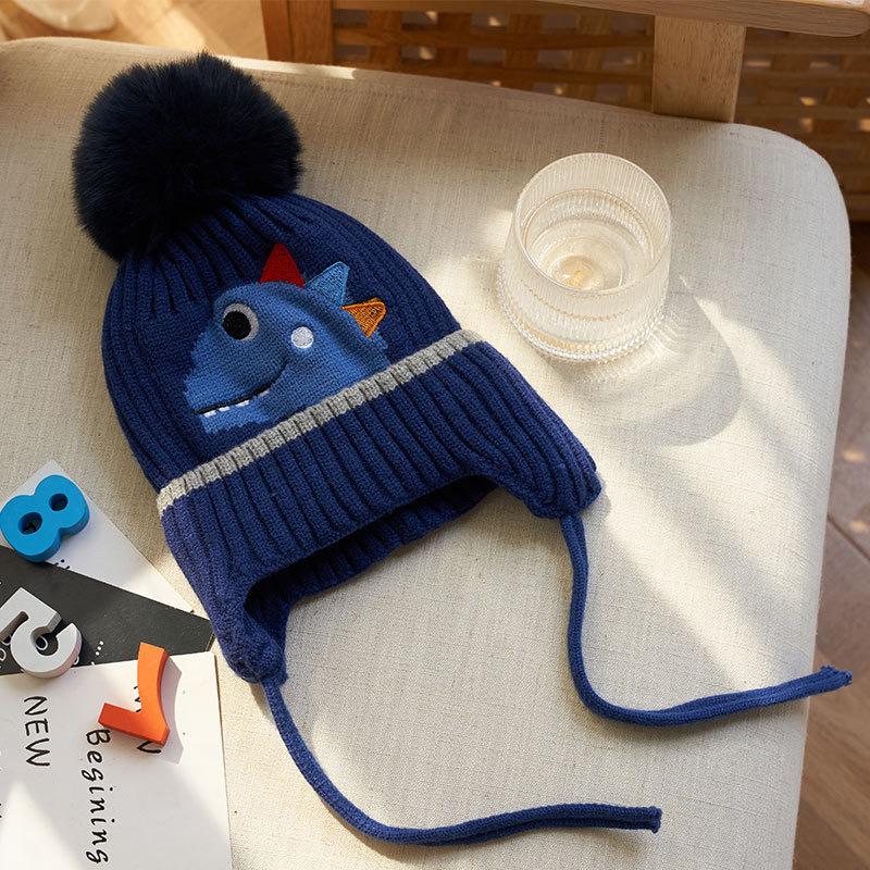 

Children s hats autumn and winter boys and girls baby knitted fleece thickened wool ear protection warm cute hat super cute hat