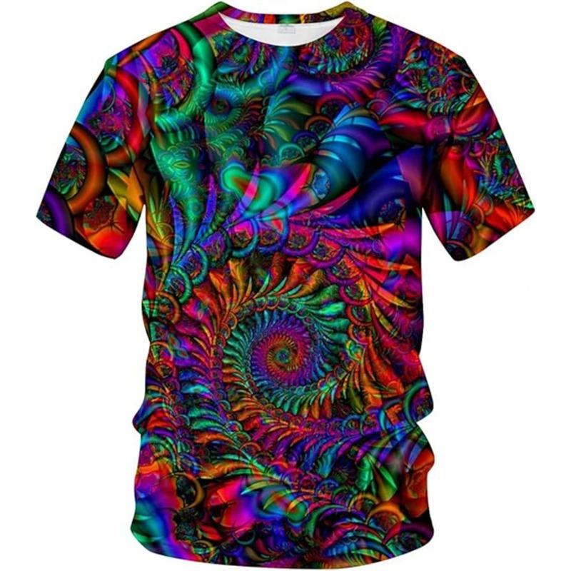 Fashion Psychedelic Pattern Graphic T-Shirt Men 3D Printed Art Hip Pop Personality Crew Neck Cool Short Sleeve Tees Unisex Tops