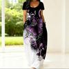 Plus Size Round Neck Short Sleeve Tunic Airy Dress For Summer Outdoor Stroll