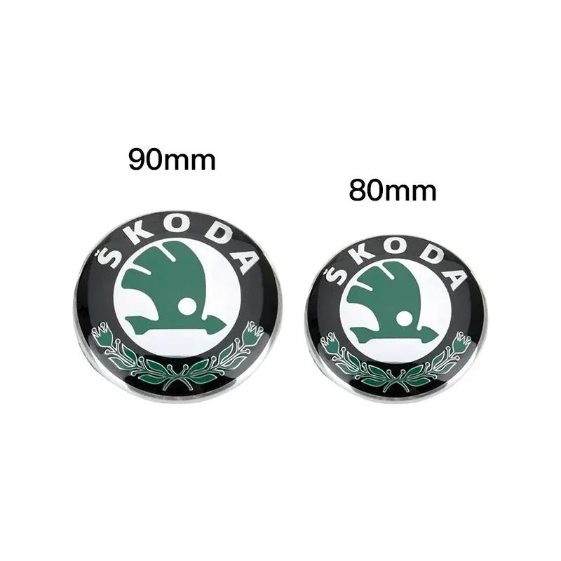2025 New 1Pcs 8/9CM Emblem Car Front Hood Badge Rear Trunk Sticker For Skoda Octavia Rapid Kodiaq Karoq Fabia Kamiq Superb Deriv