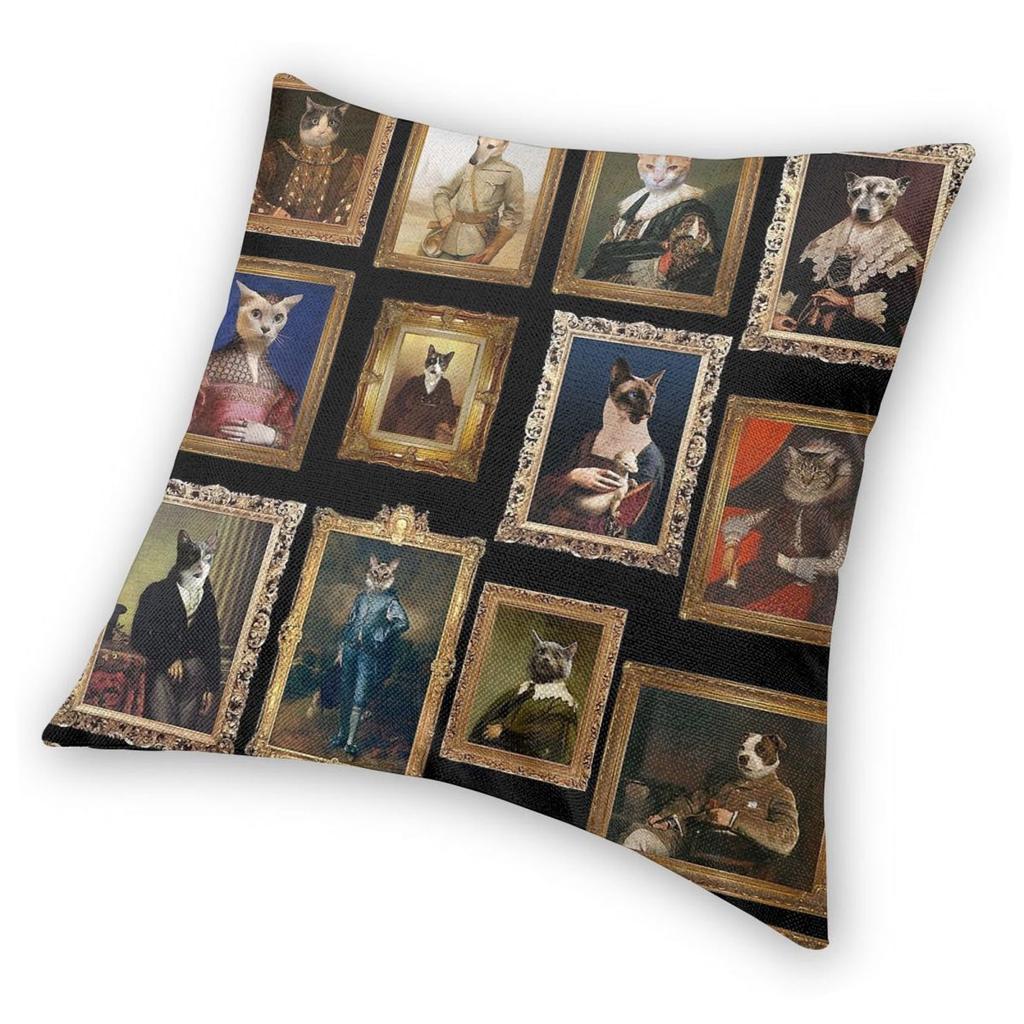 Federa Quadrata con Ritratto di Cane Gatto Animale Domestico Poliestere Lino Velluto Stampata Cerniera Decorativa Copricuscino per Divano