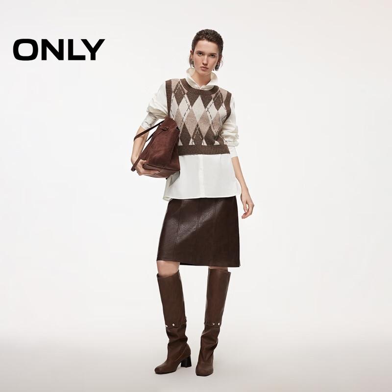 ONLY Women's Argyle Knit Vest & Shirt Set