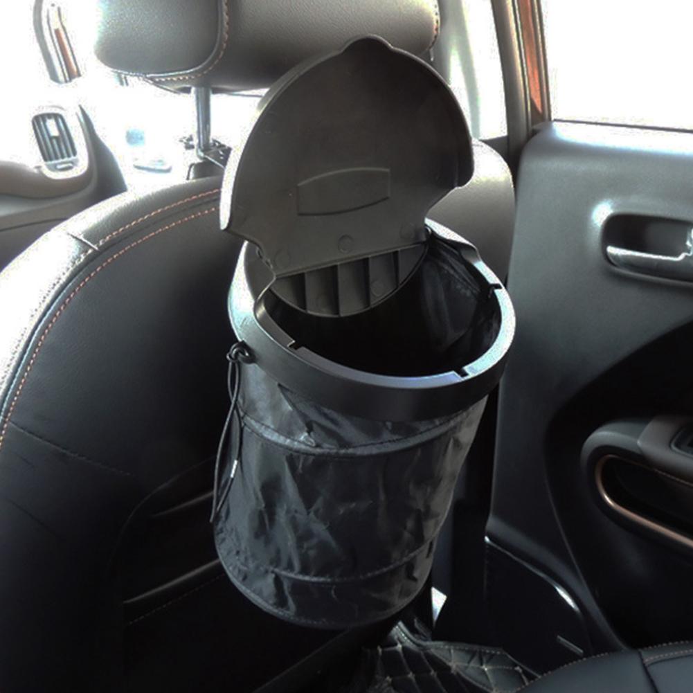 Foldable Car Trash Bin Rubbish Waste Dust Can Oxford Cloth Back Hanging Garbage Bag