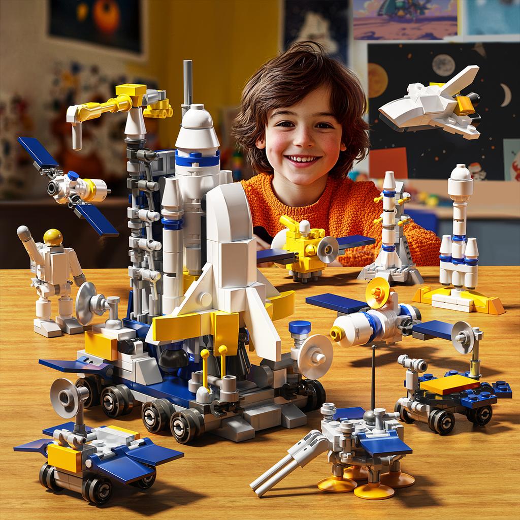 Űrhajó Építőkocka Játékok 319 DB Gyerekeknek Űr Indító Jármű Sorozat Összeszerelhető Modell Játékok Fiúknak Születésnapi Ünnepi Ajándék