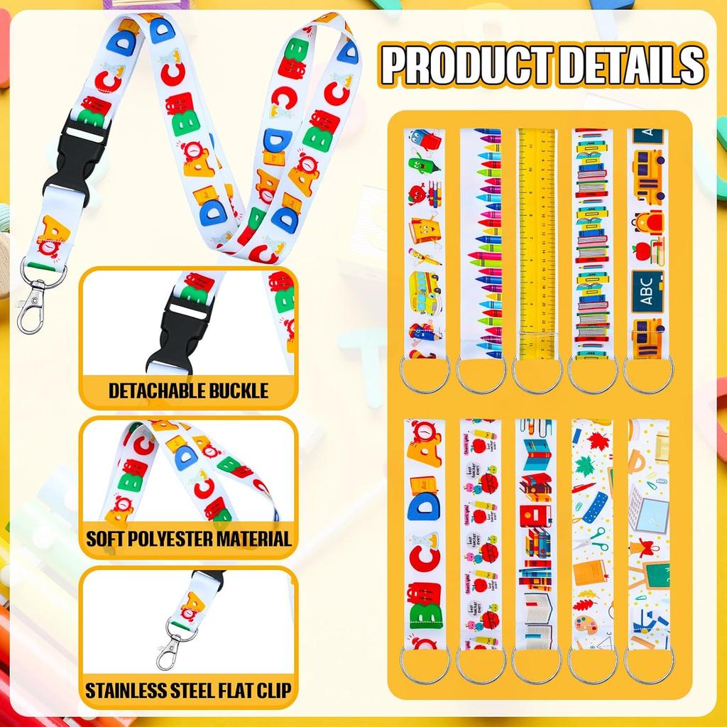 Ctosree 40 Pcs Teacher Lanyards for ID Badges Keys Wristlet Strap Set Keycha Hand Wrist Lanyards Teaching Lanyard Key Chain Holder Teacher