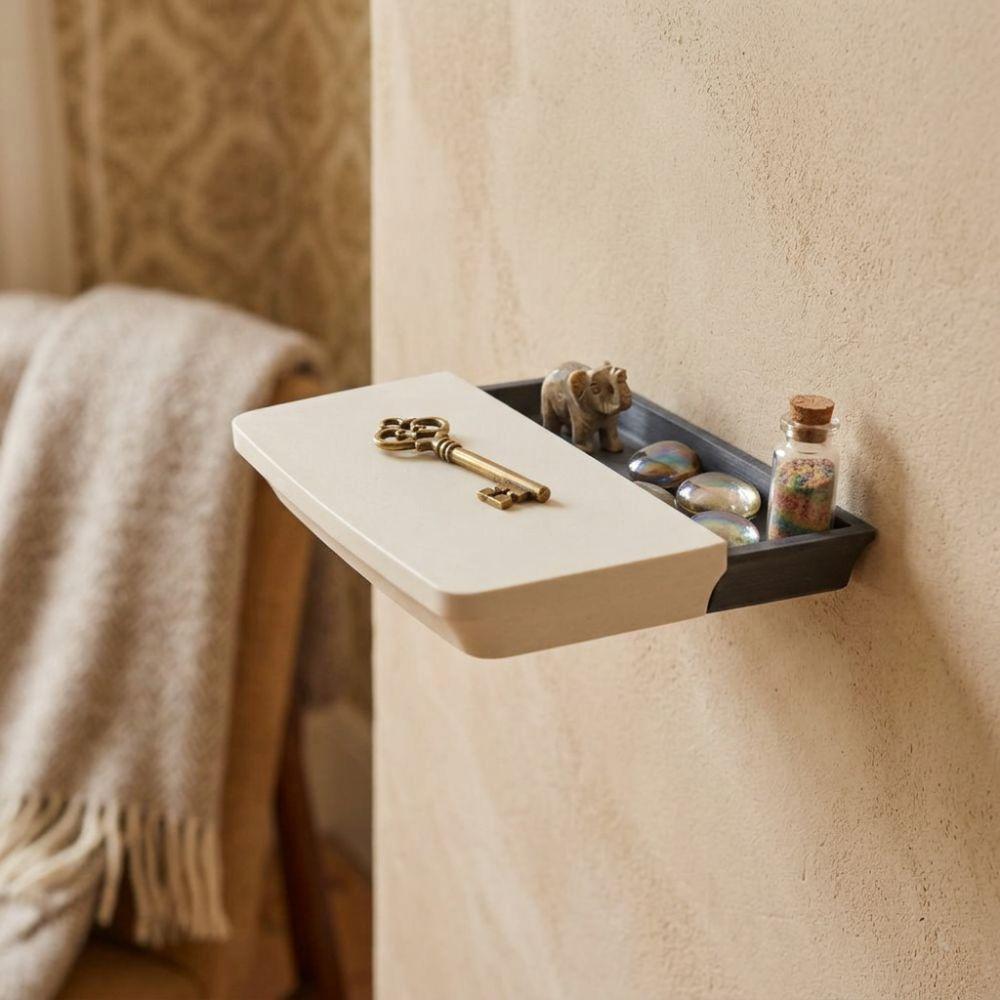 3D Printed Hidden Compartment Wall Shelf Plastic Display Rack with Drawer Living Room