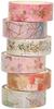 Yubbaex Floral Masking Tape with Gold 15mm Wide x 6 Perfect for Gift DIY and Notebook Decorations Foil, Rolls, Thin, Wrapping, Crafts, (Golden Flower)