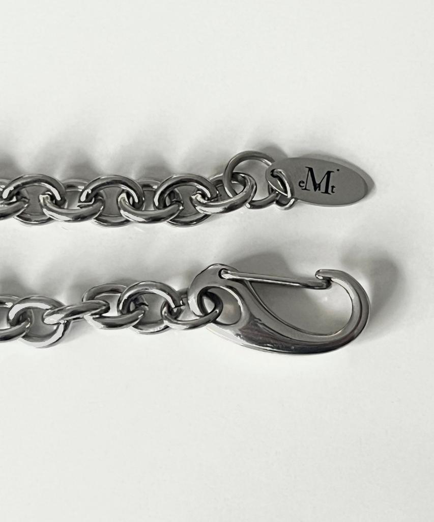 Mucent Hina Signature Clip Chain Surgical Steel Bracelet (Silver)