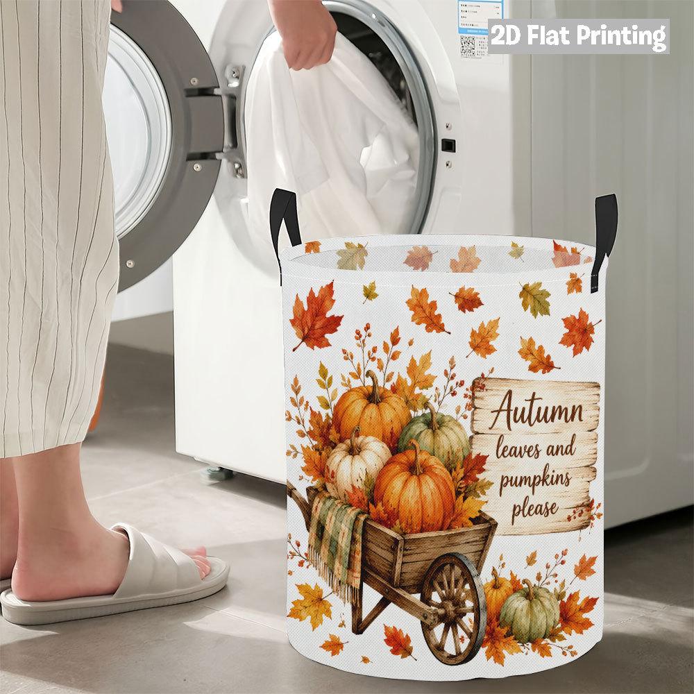 Collapsible Laundry Basket Large Round Waterproof Fabric Hamper Dirty Clothes Storage Bin Toy Organizer with Handles