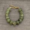 Round Resin Bracelet Women Statement Big Barrel Beads Stainless Steel Waterproof Thick Geometric Gold PVD Beige Coffee