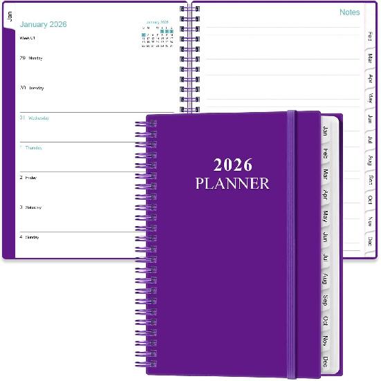 2026 Planner - Weekly & Monthly Planner from January 2026 - December 2026, Planner 2026 with Flexible Cover, Tabs, Inner Pocket, 6.4" x 8.5", Black
