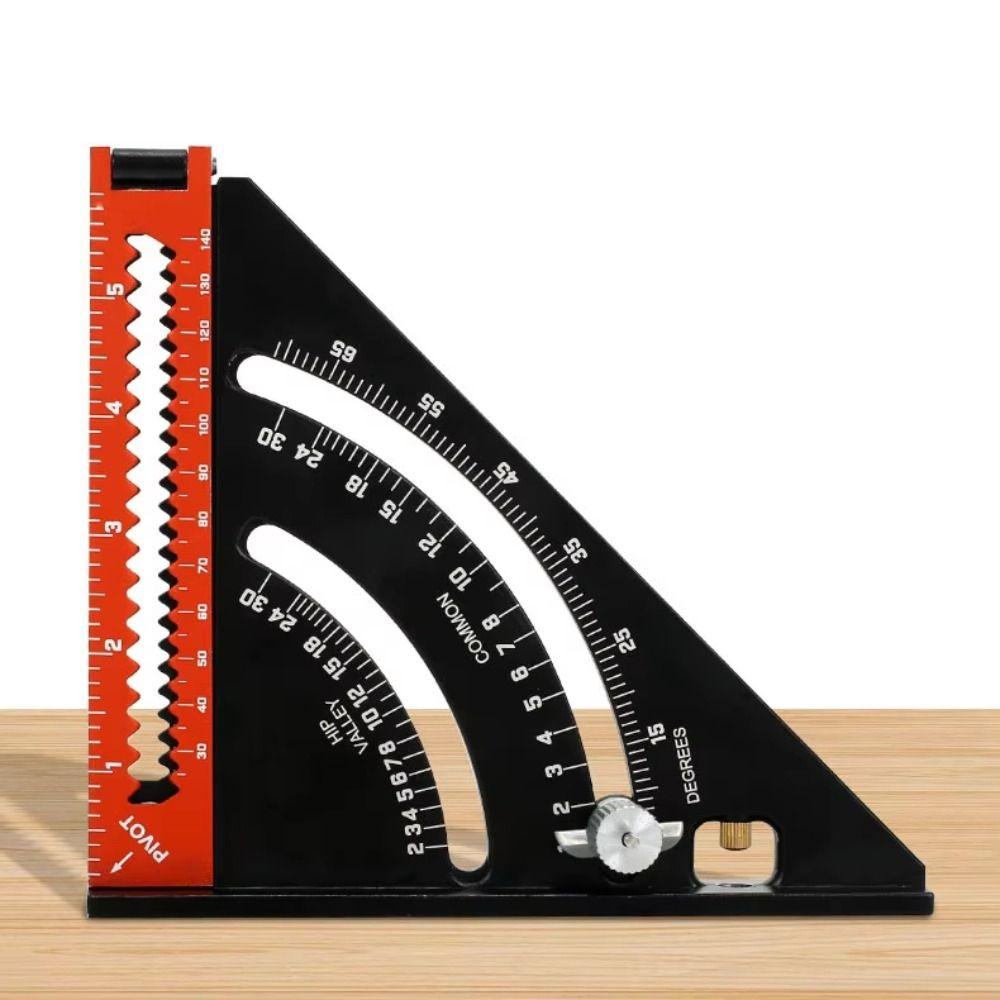 Portable Metric Triangle Angle Ruler Aluminum Alloy 2 In 1 Carpentry Triangle Ruler Adjustable Angle Multi-function Protractor
