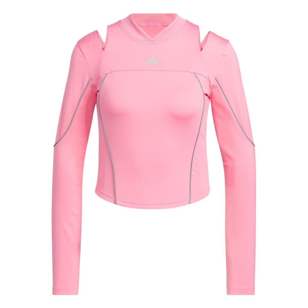 Adidas Slim Long Sleeve Top Quick-Dry V-Neck T-Shirt Women Tops Pink JJ3781