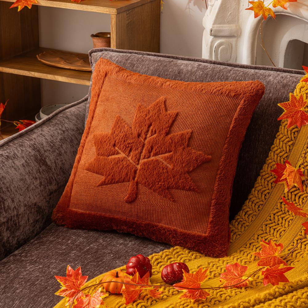 Halloween Pumpkin Plush Pillow Cover Home Living Room Sofa Cushion Cover Festive Pumpkin Double-Sided Pillow Cover